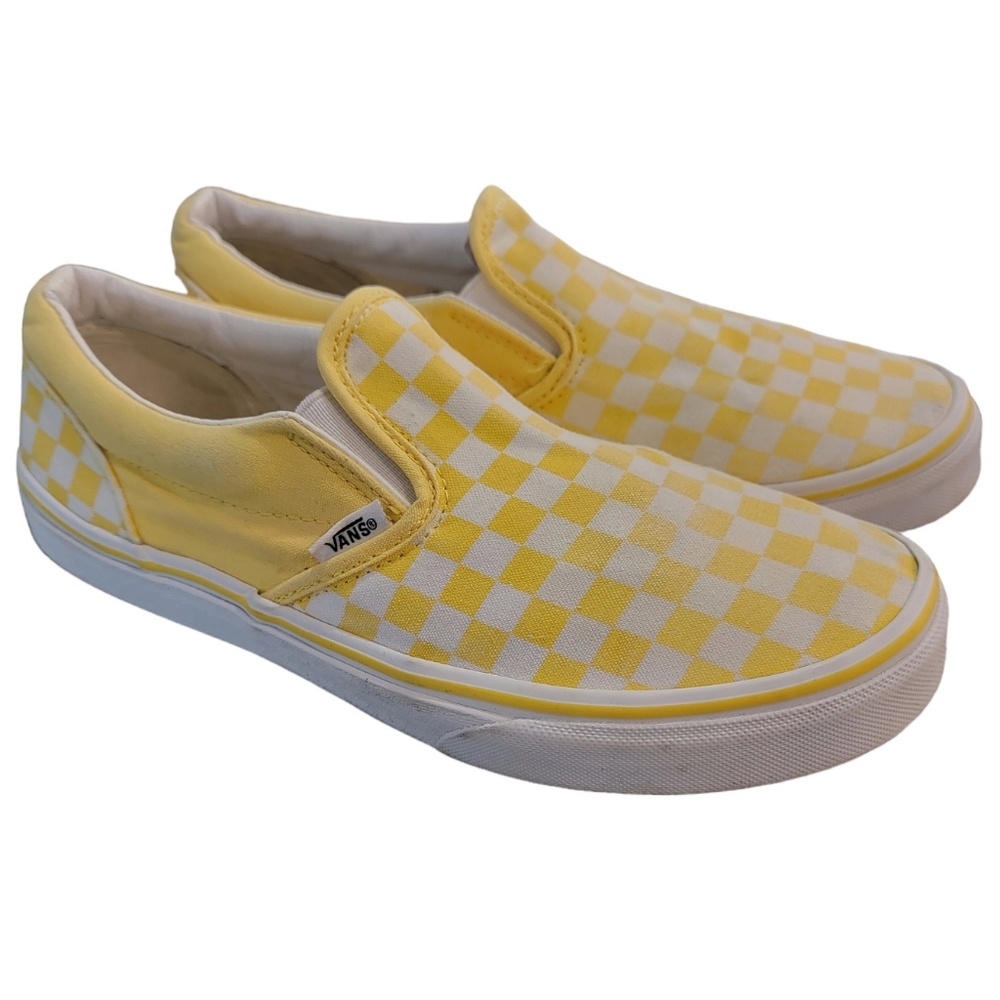 VANS Classic Slip-On Yellow Checkerboard    Sneakers Sz 7